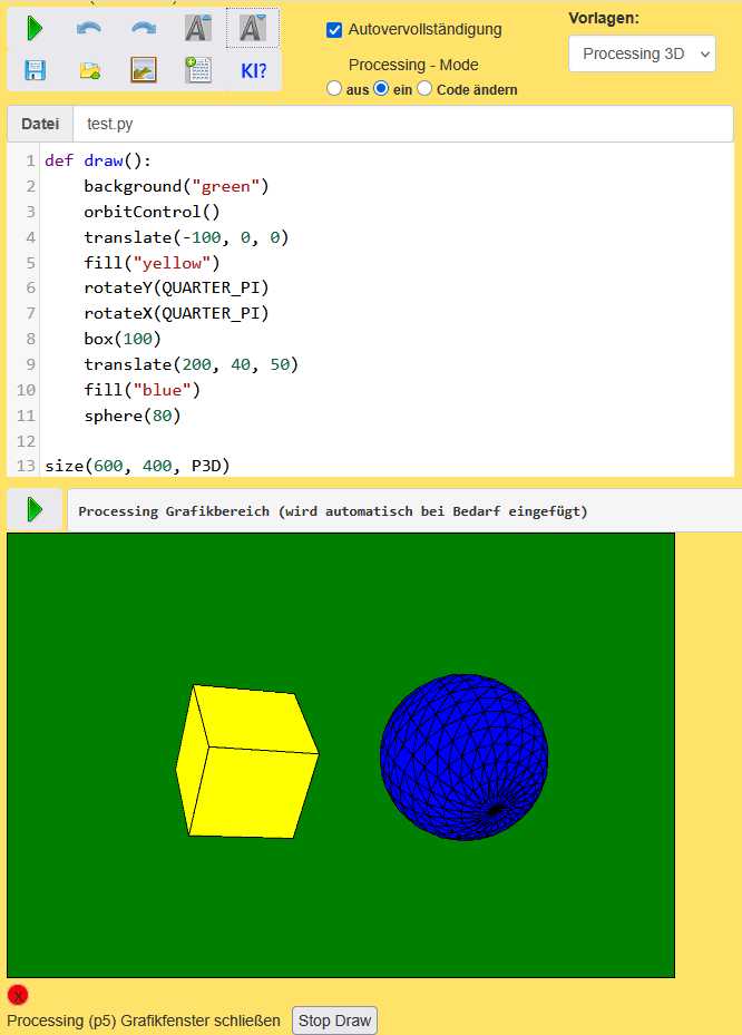 Processing im 3D Modus